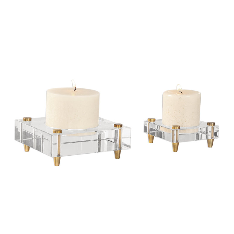 Ensemble de porte-vaisselle en cristal/fer bloc 2 pièces