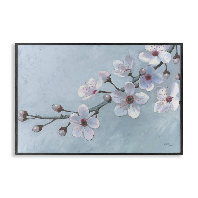 Branche de fleurs par Wellington Studio bg-028, H 12 po x l 18 po, Giclée encadrée noir minuit
