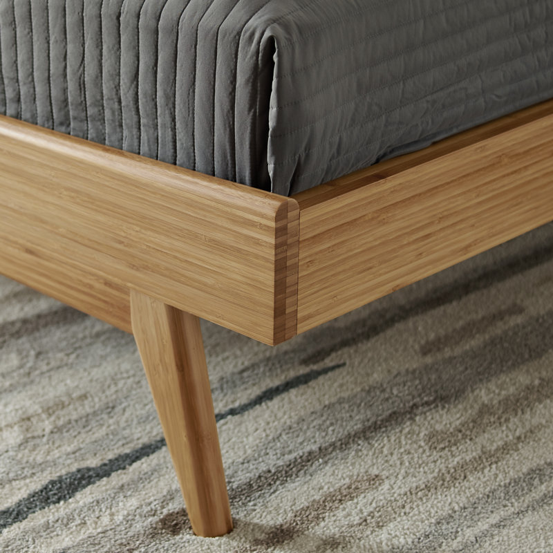 Lucinda Lit plateforme en bois massif Anhua, Très grand californien, Beige
