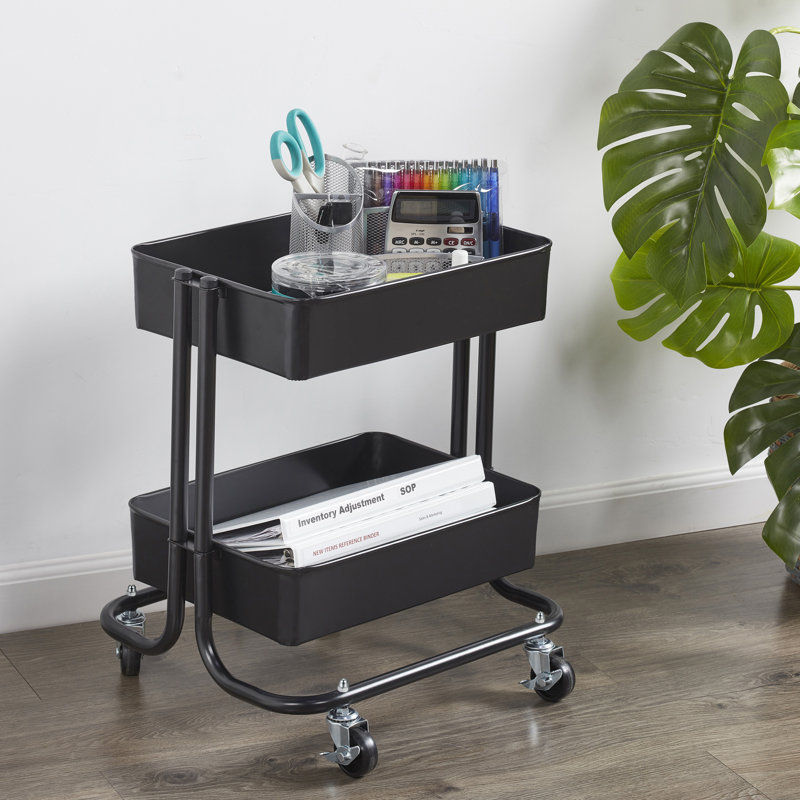 Chariot de rangement polyvalent à 2 niveaux ECR4Kids, Noir