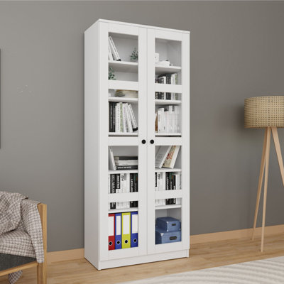75'' Tall Adjustable Shelf Bookcase With 2 Cabinets
