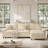 123'' Cloud Modular Couch Sofa, Oversized 3 Seat Comfy Sofa For Living Room, Sectional Couches With Ottoman, Detachable Seat Cushion & Backrest Cover, Chenille Fabric Beige-1688226186