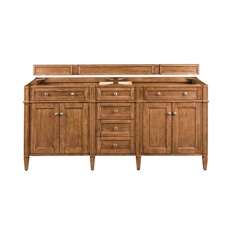 Meuble-lavabo double l 72 po Dussault, Brun selle, Bleu Parisien, 8 po