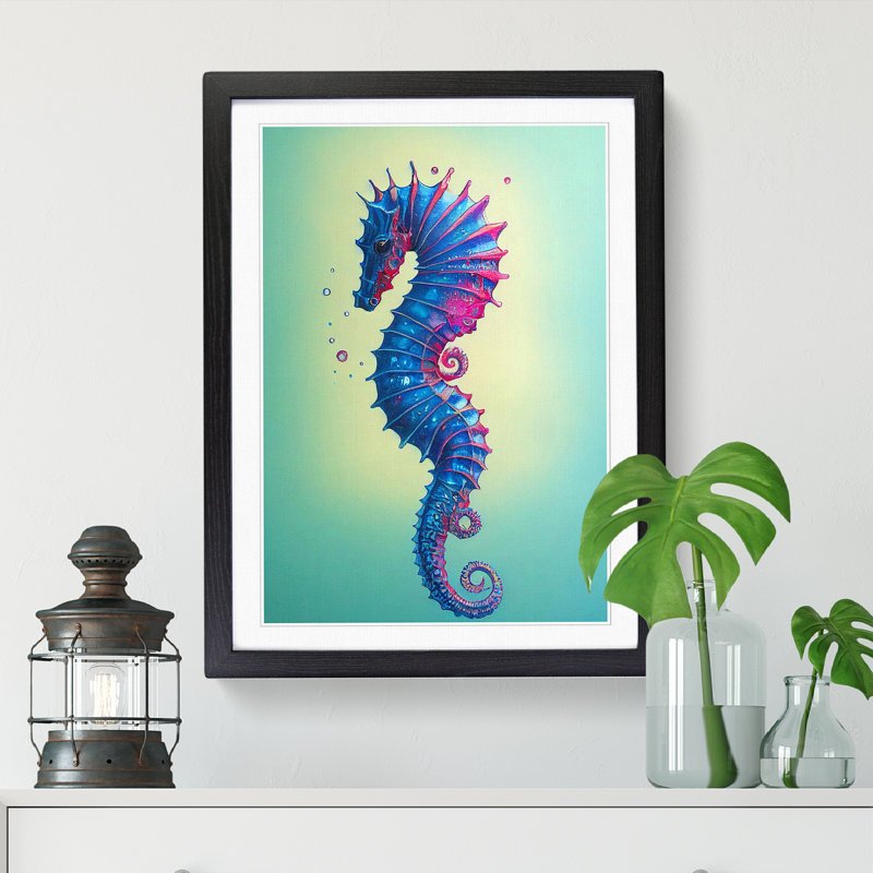 Seahorse Vol.4 - Single Picture Frame Print, Walnut, 64cm H x 46cm W x 2cm D