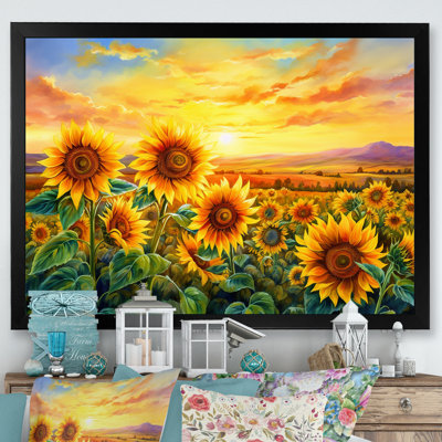 Sunflowers Burning Sunset - Tournesols, reproductions encadrées