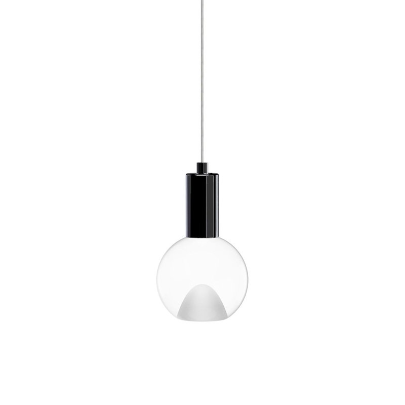 Globe Small Clear Acrylic Single Pendant, Matte Black, 4.25" H x 4.25" W x 4.25" D