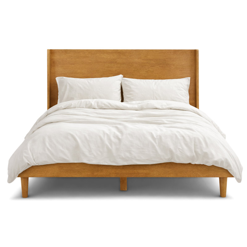 Clark Solid Wood Wingback Bed Frame