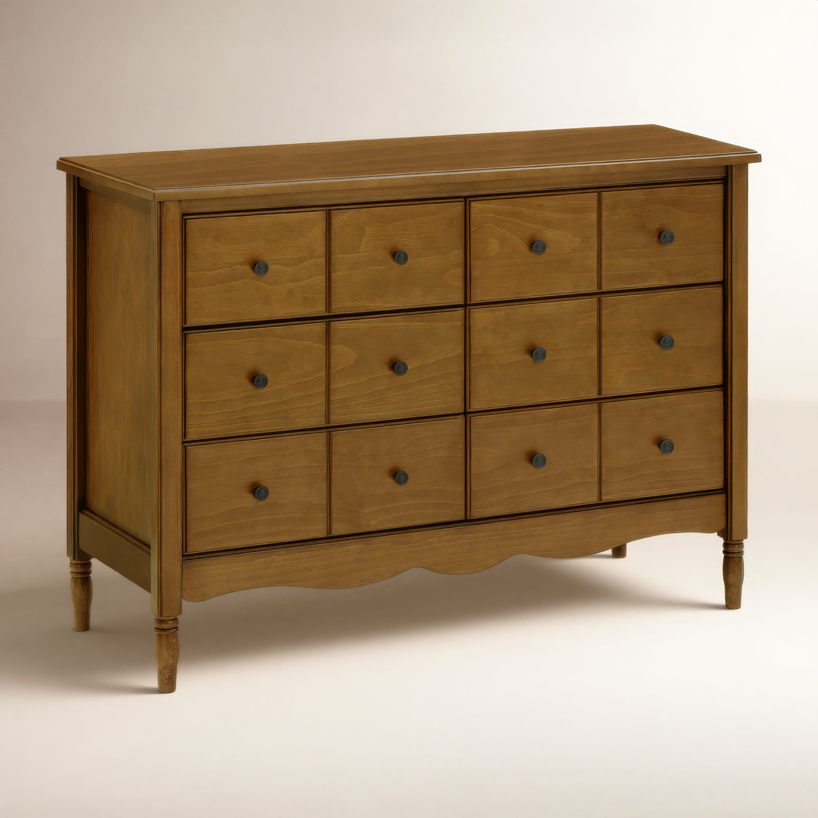Liberty 6 Drawer 48" W Double Dresser, Natural Walnut