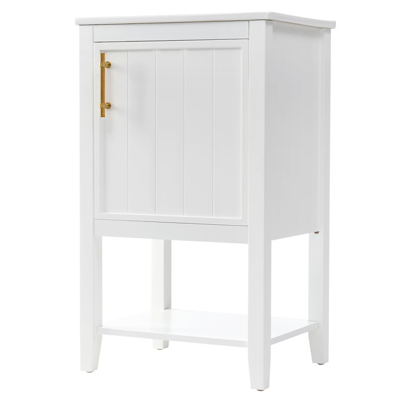Meuble-lavabo de salle de bain avec lavabo, porte à fermeture douce, support de rangement, tablette ouverte, Blanc