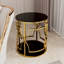 Table d'appoint ronde de luxe avec plateau en verre trempé et tablette de rangement, table de bout moderne glamour pour petits espaces