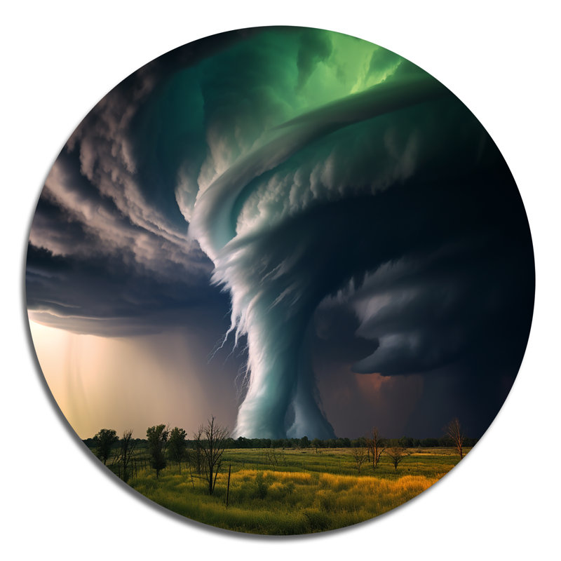 Tempête tornade symphonique - paysages ronds en métal, H 29 po x l 29 po