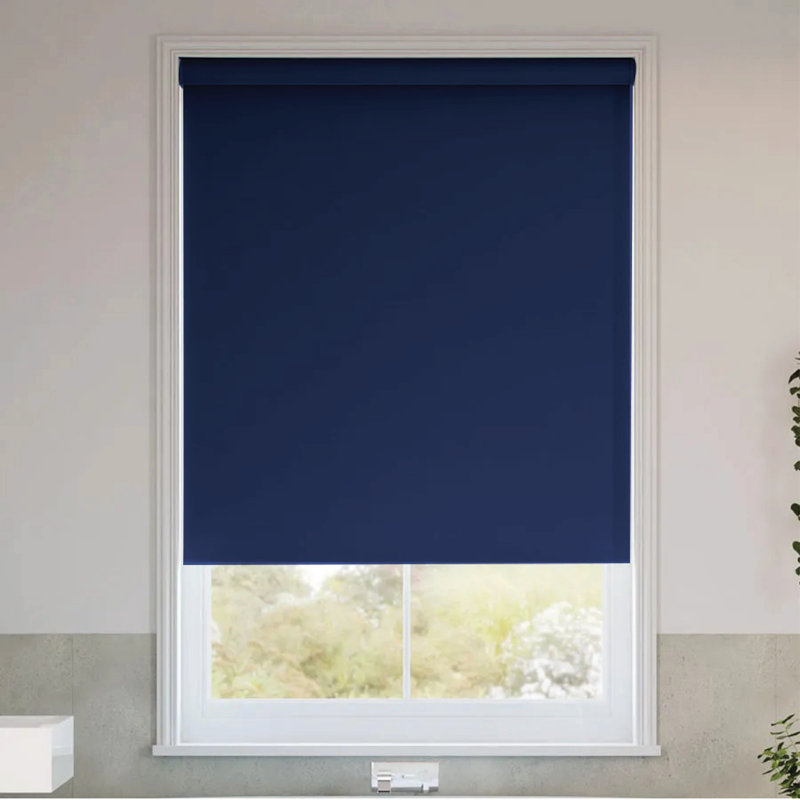 Indoor Blackout Trimmable Roller Blind – Custom Fit Window Shade with Light Control & Privacy, Navy Blue, 210cm L x 150cm W