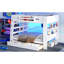Full Over Full Bunk Bed with LED Lights, Bookcase Headboard & Storage Drawers, Space-Saving Bunk Bed Frame with Built-in Shelves & Guardrail for Bedroom Apartment, White-479990365