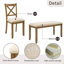 Ensemble de table de salle à manger en chêne 6 pièces - Grande table rectangulaire avec banc rembourré et 4 chaises à dossier en X, structure en bois d'hévéa massif, mobilier de cuisine de ferme pour les dîners de famille et les rassemblements