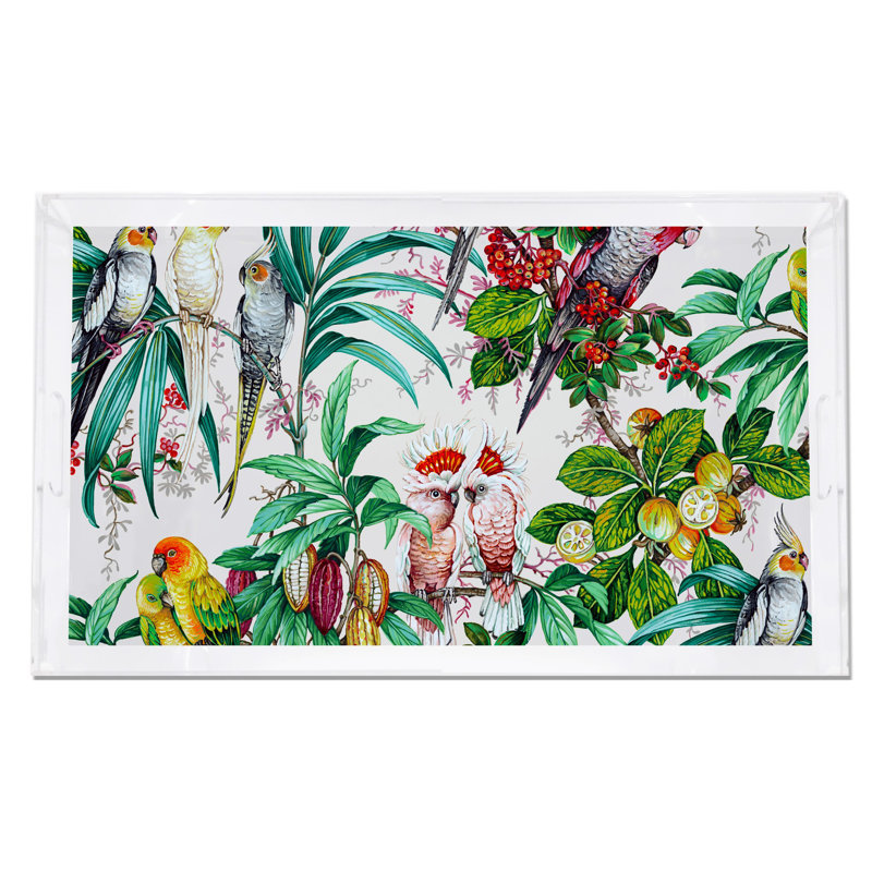 Tropical Passion Acrylic Rectangle Decorative Tray, Red