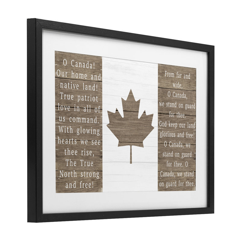 O Canada Rustic Anthem, reproduction encadrée sous verre, design par Lil 'Rue, H 14 po x l 20 po, Cadre noir minuit