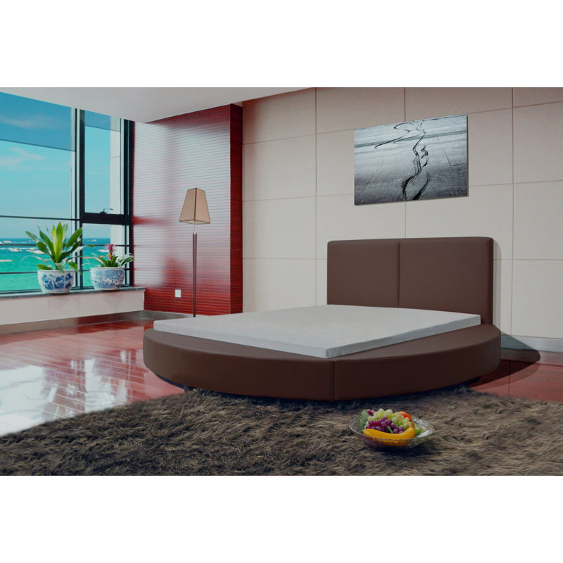 Lit plateforme en tapissier Lura, Rouge, Grand