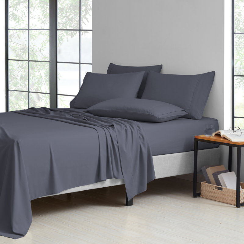Bibb Home Bamboo 1800 Thread Count Deep Pocket Sheet Set, King Sheet Set with 4 Pillowcases, Taupe