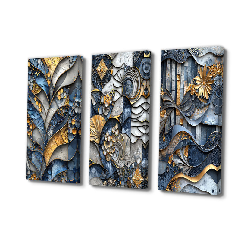 Coastal Abstract Tiles I - Modern Wall Art Collection, Wrapped Canvas, 28" H x 36" W, Does Not Apply