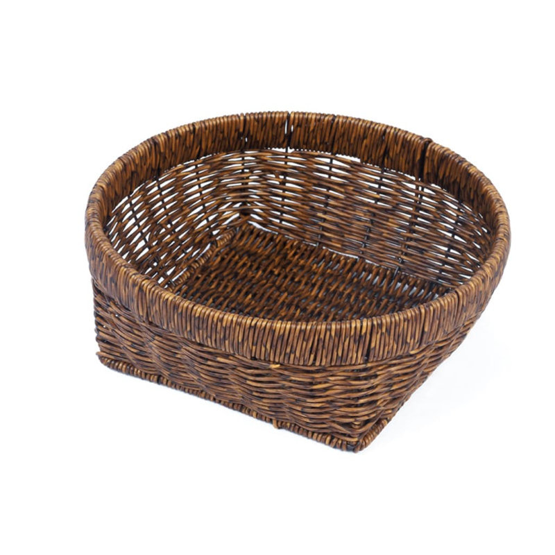 Corbeille à pain de taille moyenne, couleur café, tissée à la main - Corbeille à fruits en PP durable et élégante pour le rangement dans la cuisine, résistante aux égratignures, facile à nettoyer, poignée douce au toucher