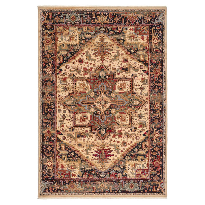 Chrystene Oriental Handmade Machine Woven Rectangle 120cm x 145cm Wool Area Rug in Gold