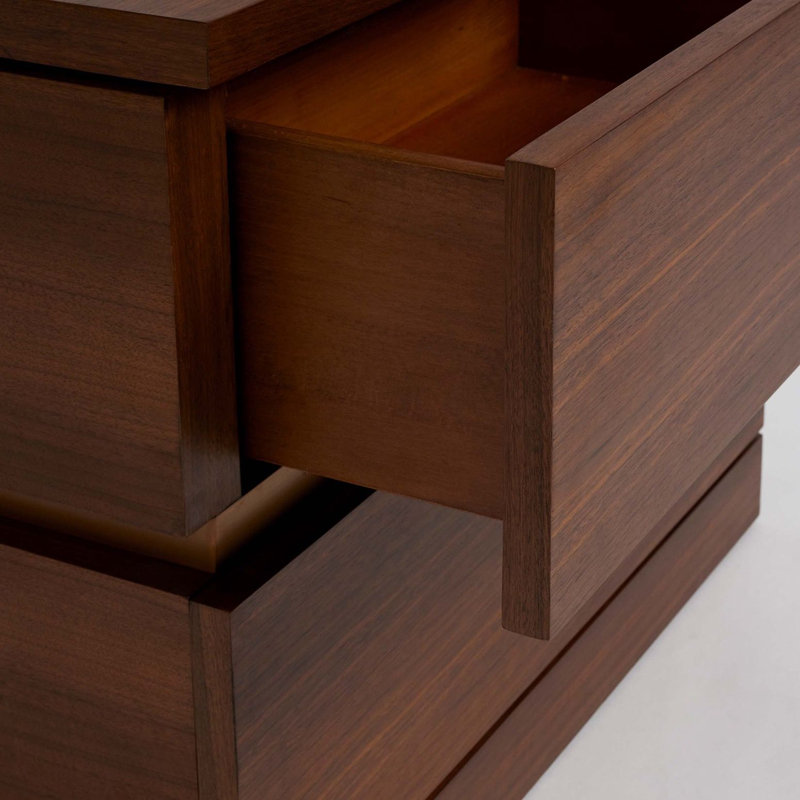 Bolton 2 - Drawer Solid Wood Nightstand, Classic Walnut/Classic Brass