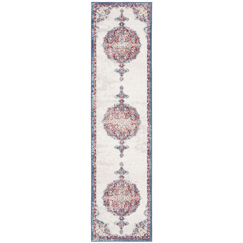 Barcus Oriental Red/Ivory Area Rug, Runner 2' x 10'