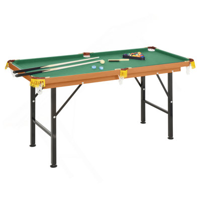 Soozier 55" Portable Folding Billiards Table Game Pool Table For Whole Family Number Use With Cues, Ball, Rack, Chalk, Green