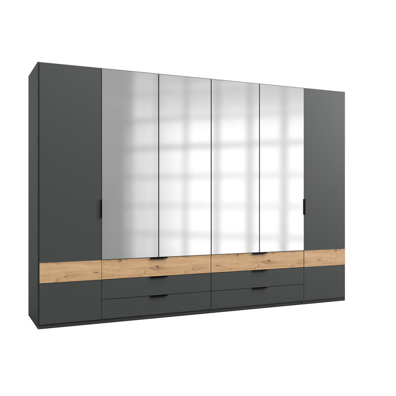 Nichlous 6 Door Manufactured Wood Wardrobe, Artisan Oak/Graphite