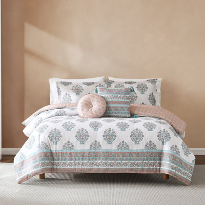 Sofia Flower Block Bouquet Clay 5-Pc Comforter Set