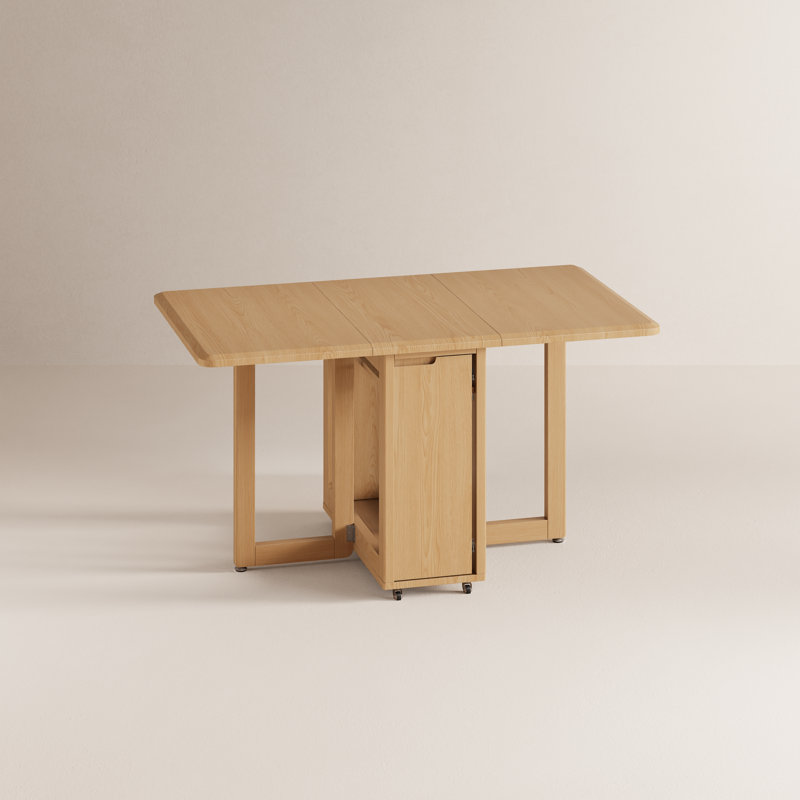 Table de salle à manger pliante en bois massif, 55.1"W x 31.4"D x 29.5"H, Tanné