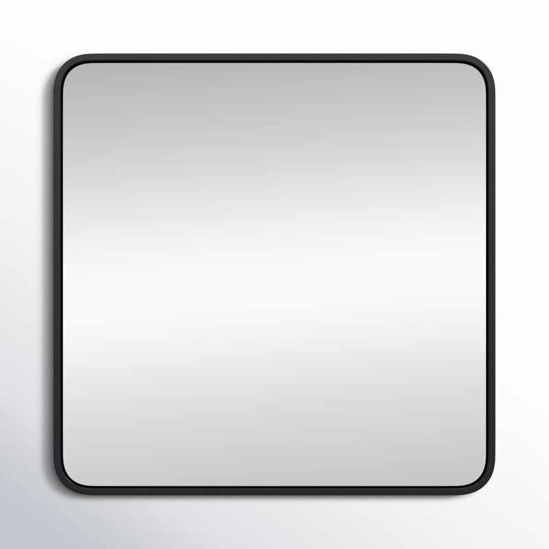 Metal Square Wall Mirror, 30"  x 30" , Black