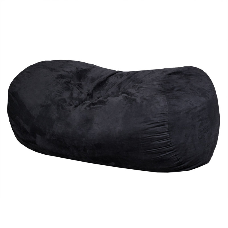 Fauteuil à billes cylindrique en suède de 6,5 pieds Lara, Tissu noir
