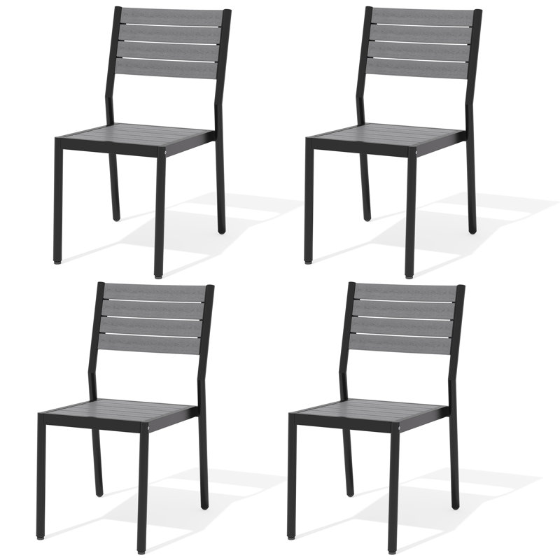 Ensemble de chaises de salle à manger en aluminium empilables pour l'extérieur, Gris foncé