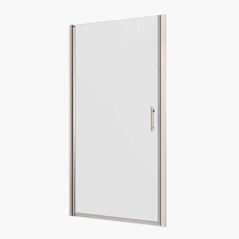 Porte de douche pivotante universelle à ouverture de 1 3/8 po, ouverte à l'extérieur, avec finition en verre trempé de 1/4 po 3472