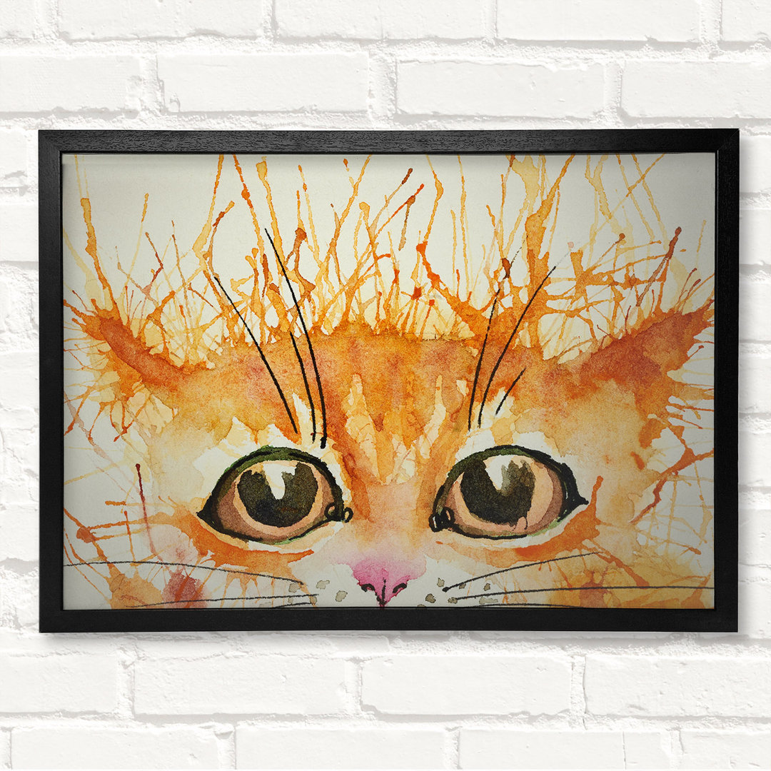 Aquarell Ingwer Katze Splat - Druck