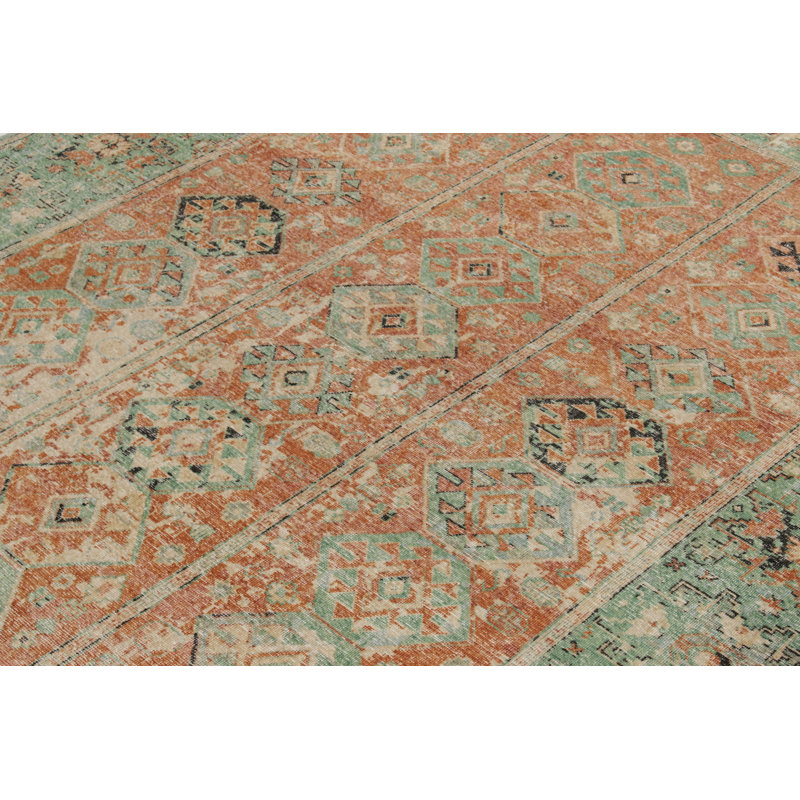 Distressed Homage Hand Knotted Wool Geometric Area Rug, Rectangle 10' x 14'