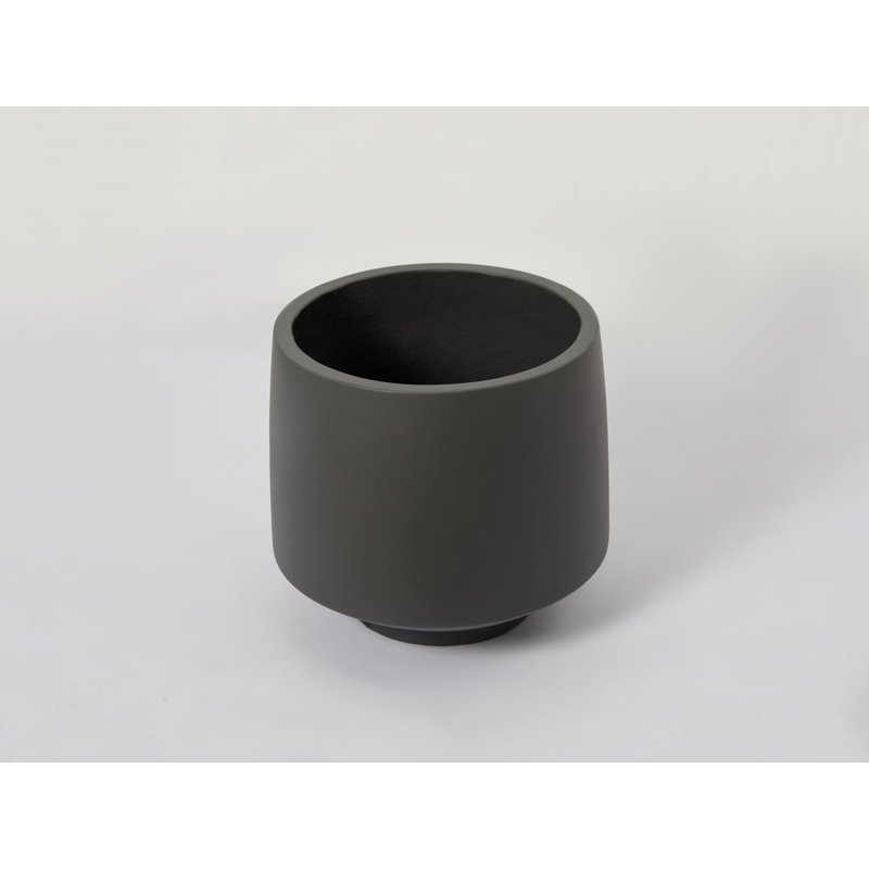 Finnuala Handmade Pot Planter, 11" H x 11.25" W x 11.25" D, Cement Charcoal