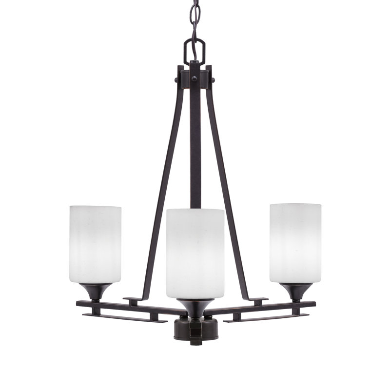 Uptowne 3 Light Uplight Chandelier Shown In Dark Granite Finish With 4" White Muslin Glass