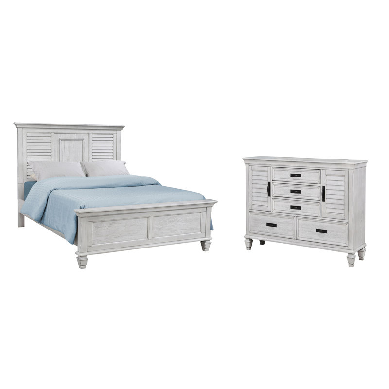 Ensemble de chambre à coucher 2 pièces avec commode Giglia, Blanc antique, Très grand