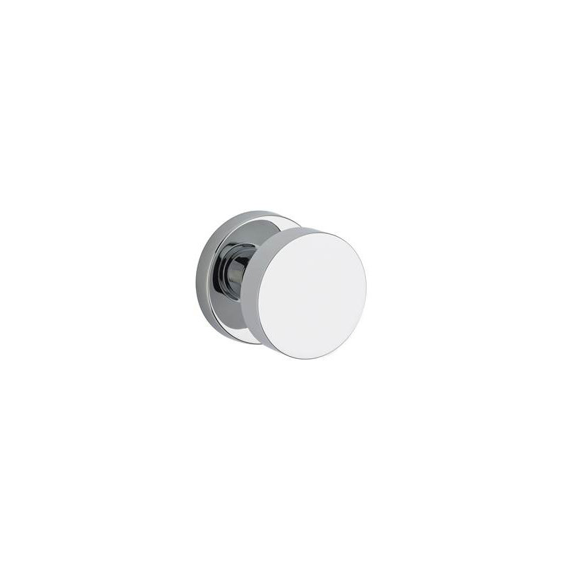 Contemporary Passage Door Knob with Contemporary Round Rose, Polished Chrome