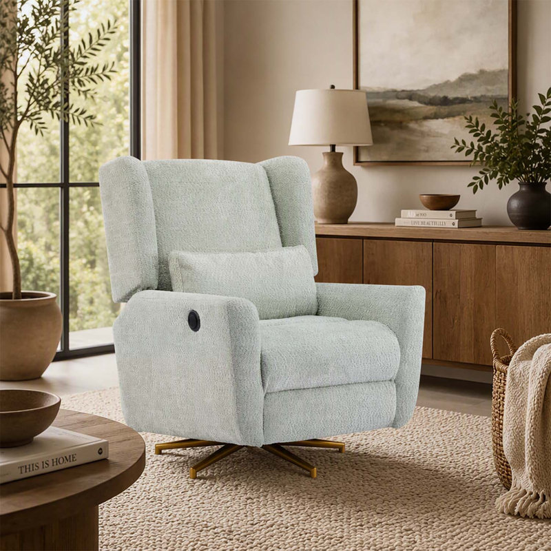 Fauteuil pivotant inclinable électrique avec revêtement en boucle et mouvement fluide pour une relaxation et un confort ultimes