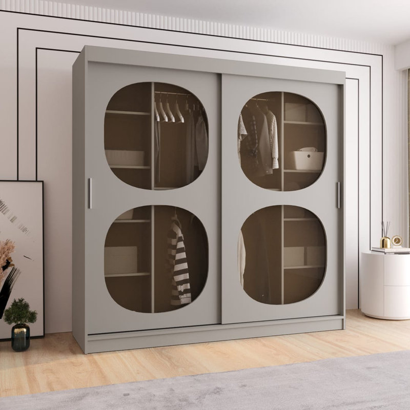 2 Door Manufactured Wood Wardrobe, 200cm H x 180cm W x 62cm D, Cashmere