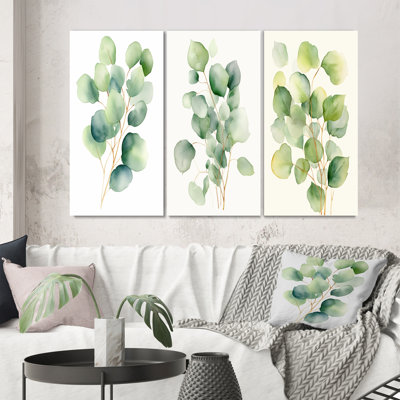 " White Green Minimalism Eucalyptus Essence " 3 - Pieces