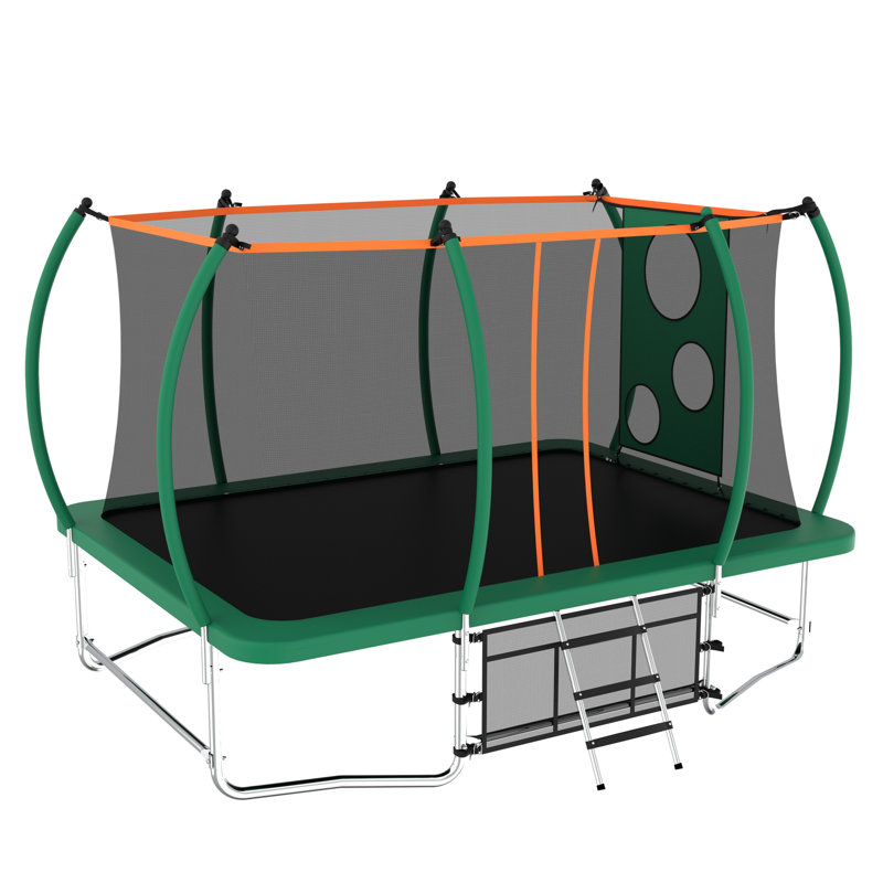 Trampoline d'extérieur carré 8 x 14 pi pour enfants et adultes - Long rectangulaire, Vert