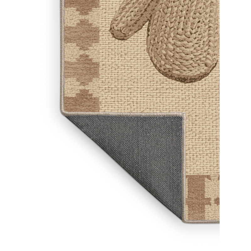 Soft Plush Estrada Christmas Modern & Contemporary Abstract Area Rug in Beige – Beige Binding, 3x5