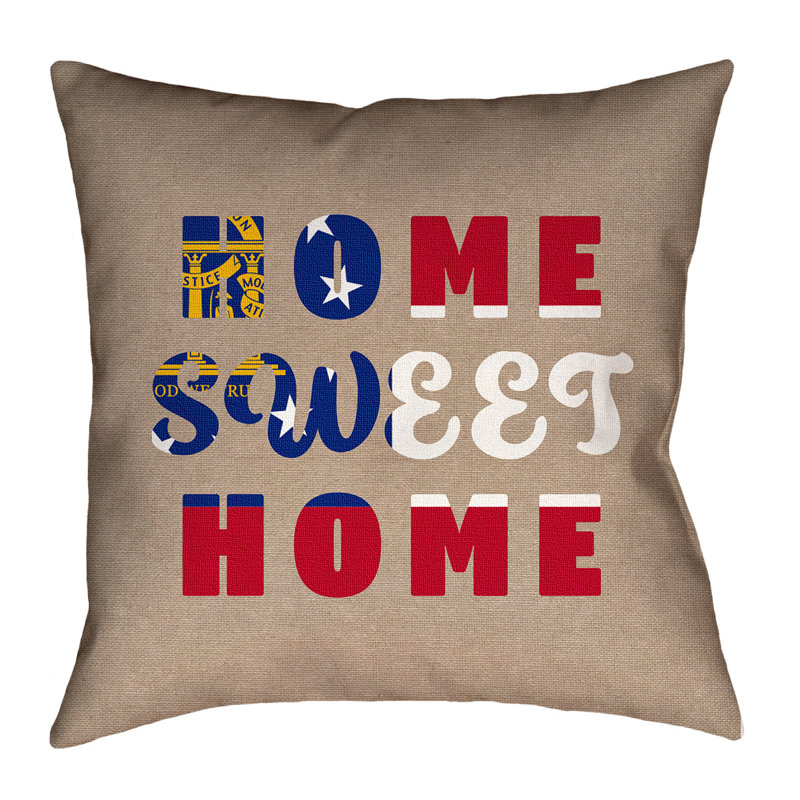 Oreiller Katelyn Smith Home Sweet Georgia, 16 po x 1 po, Croisé en coton - utilisation intérieure seulement