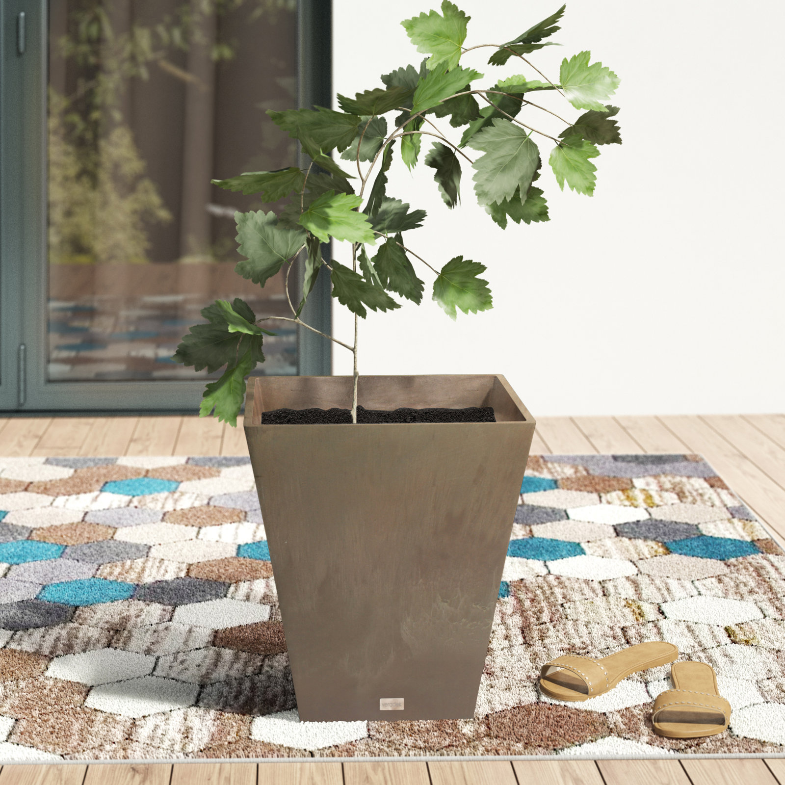 Pure Series Nobleton Planter, Black, 18" H x 16" W x 16" D, 1
