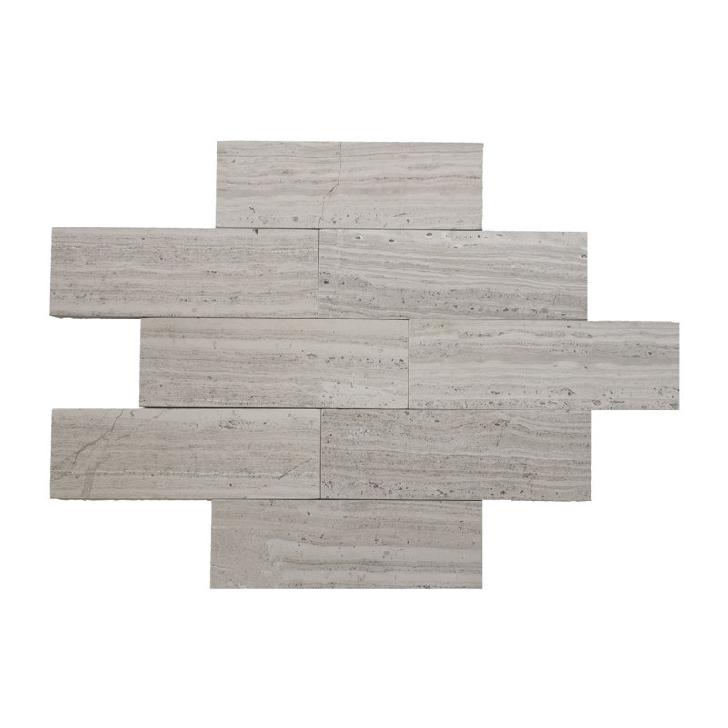 Carreau de plancher et de métro en pierre de marbre Carrara 3 po x 9 po, Chêne blanc