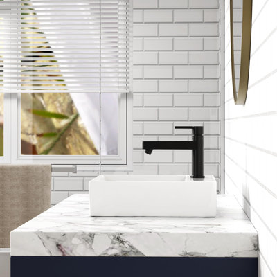 Meuble-lavabo vasque rectangulaire en céramique blanche